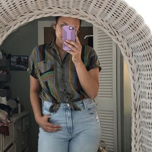 Vintage Striped Button Up Tee